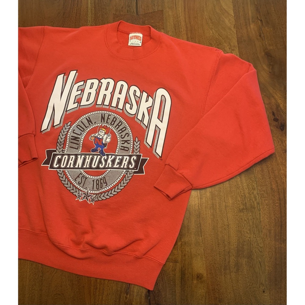 Vintage Nebraska Cornhuskers Sweatshirt Mens L Nutmeg Mills Red Made In USA